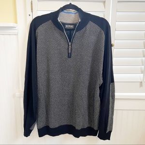 G Mac by Kartel Black & White Print 1/4 Zip Cotton & Cashmere Blend Sweater XL